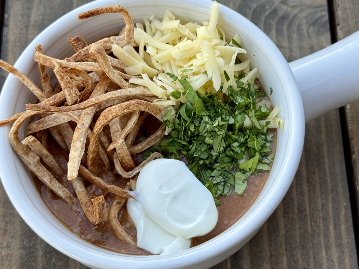 Easy Chicken Tortilla Soup with a Bean Base