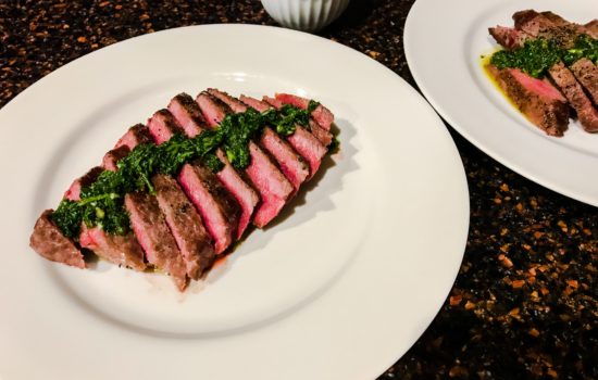 Pan-Seared Flat Iron Steak with Chimichurri Sauce