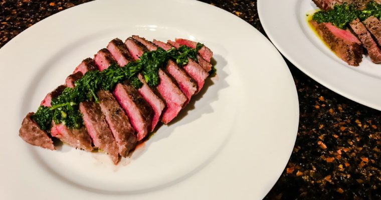 Pan-Seared Flat Iron Steak with Chimichurri Sauce