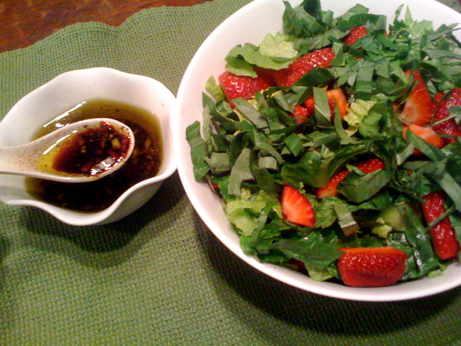 Strawberry, Basil & Romaine Salad with Balsamic Vinaigrette