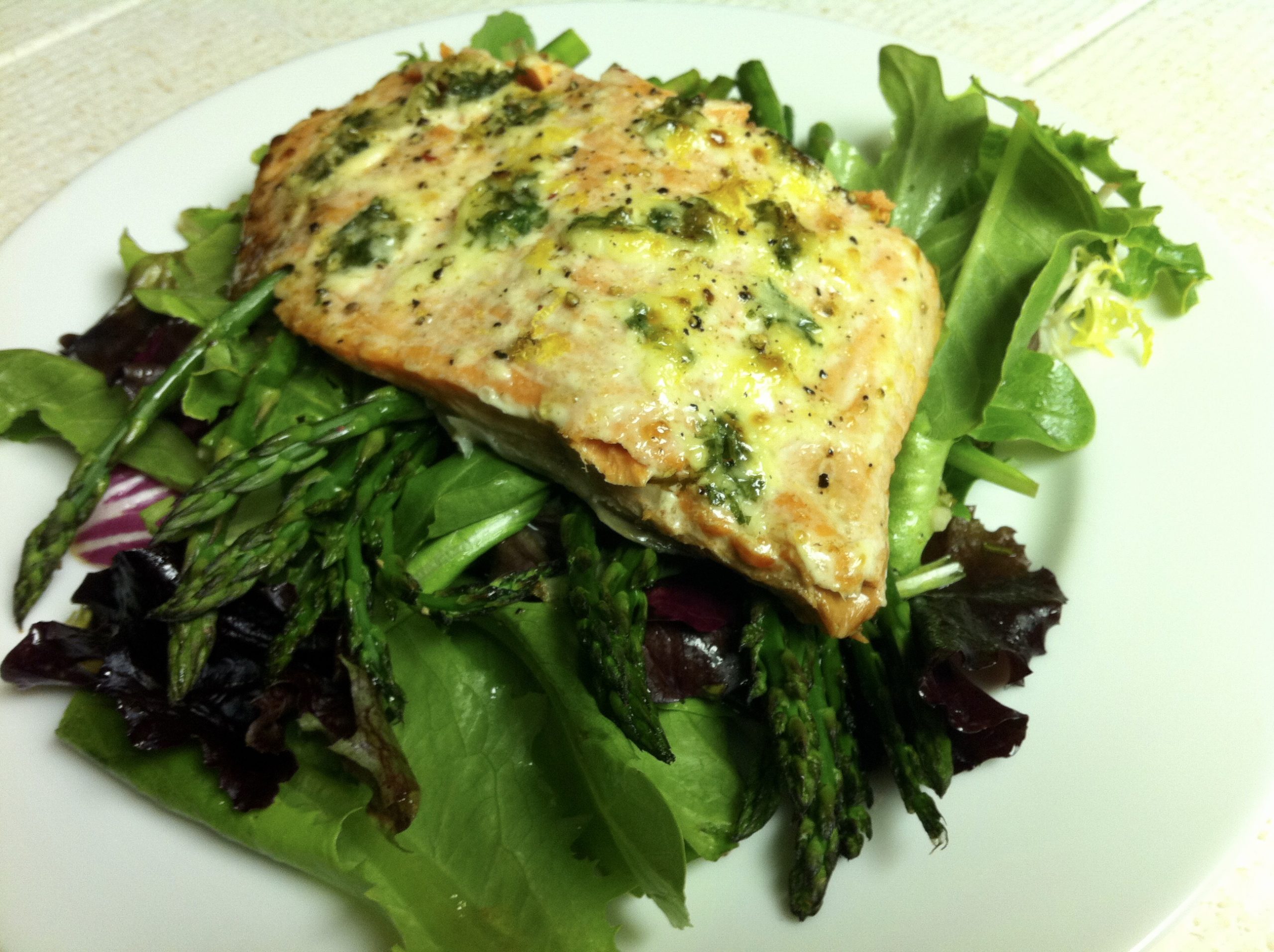 Warm Salmon and Roasted Asparagus Salad