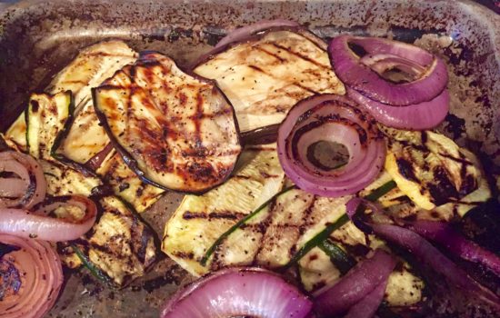 Zucchini, Yellow Squash, Eggplant, and Onions on the Barbeque