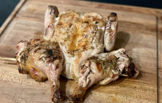 Tuscan Lemon and Rosemary Spatchcock Chicken on a Gas Grill