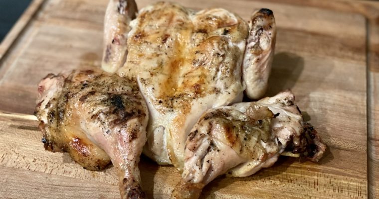 Tuscan Lemon and Rosemary Spatchcock Chicken on a Gas Grill