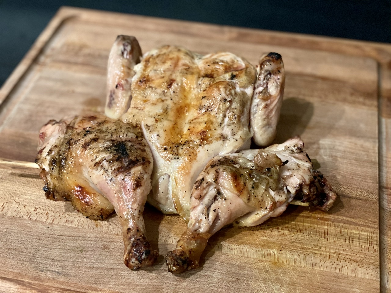 Tuscan Lemon and Rosemary Spatchcock Chicken on a Gas Grill