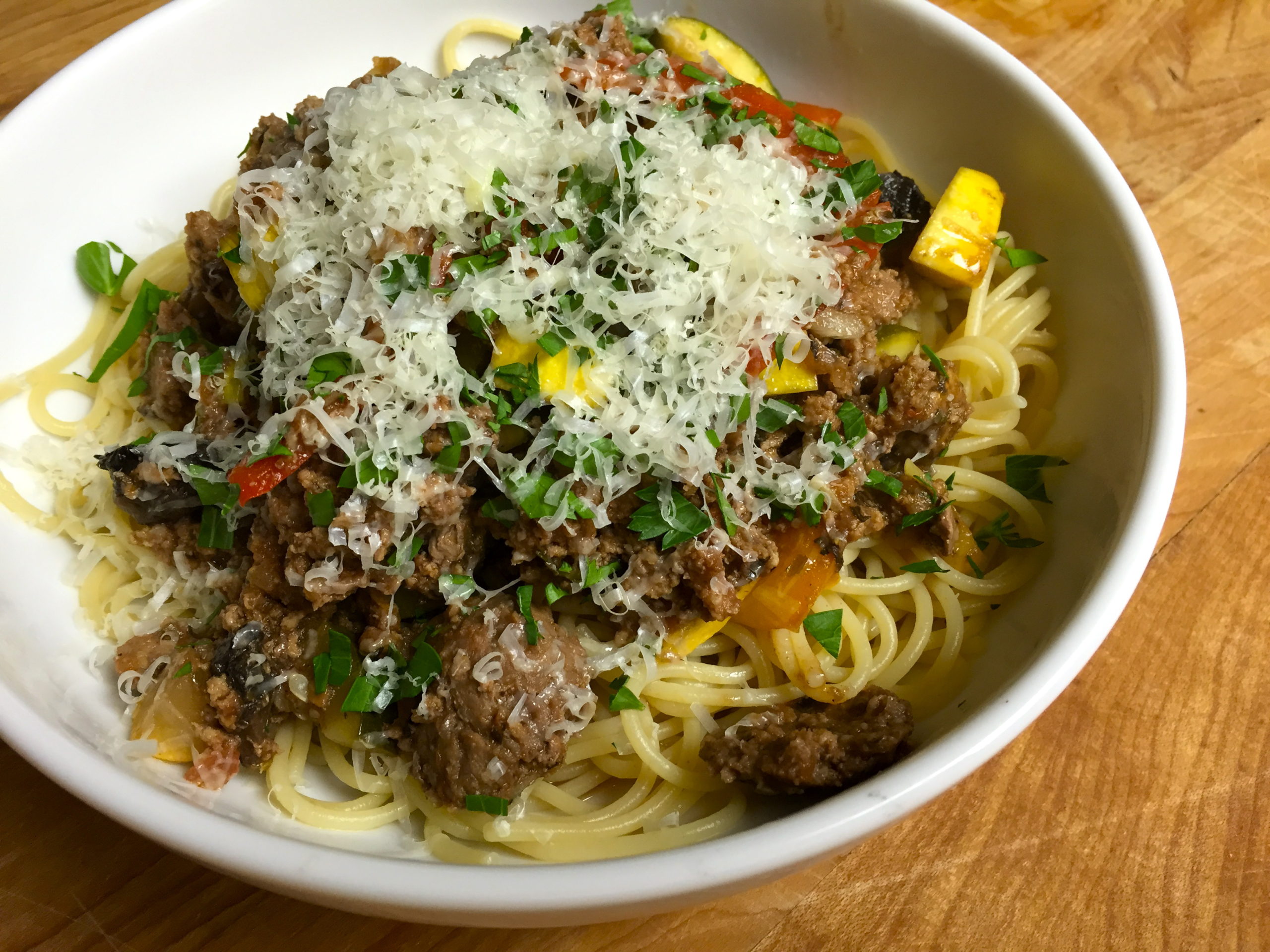 Summer Garden Vegetable Bolognese in a Slow Cooker