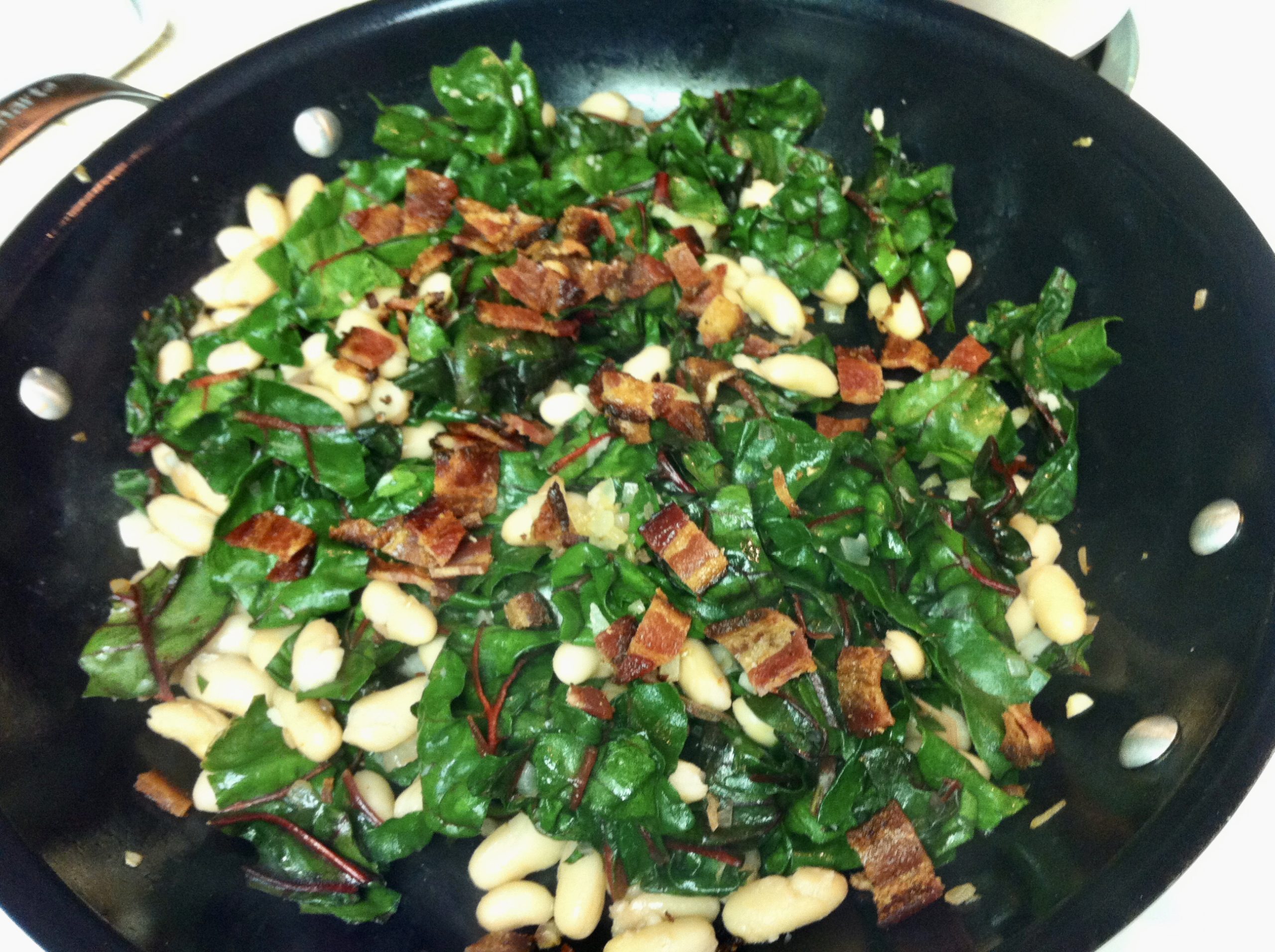 Swiss Chard with Cannellini Beans and Bacon