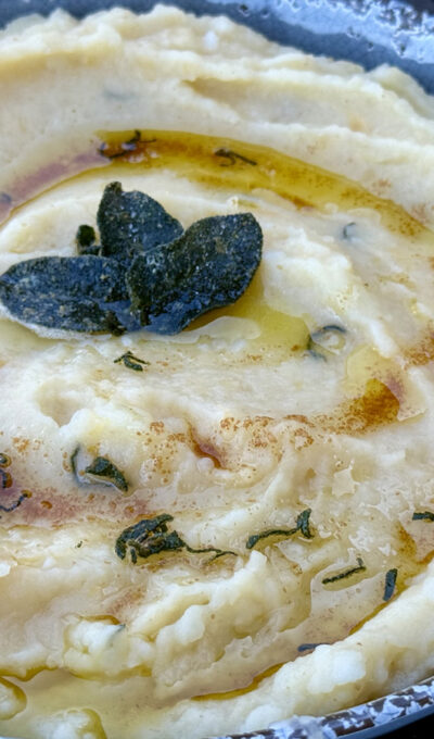 Whipped Rutabaga-Potatoes with Brown Butter and Crispy Sage