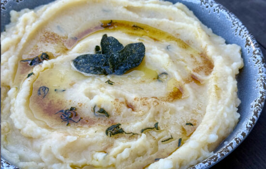 Whipped Rutabaga-Potatoes with Brown Butter and Crispy Sage