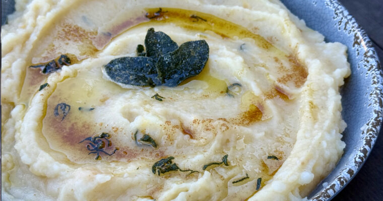 Whipped Rutabaga-Potatoes with Brown Butter and Crispy Sage