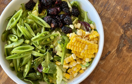 Fresh Corn, Snap Pea, and Blackberry Salad