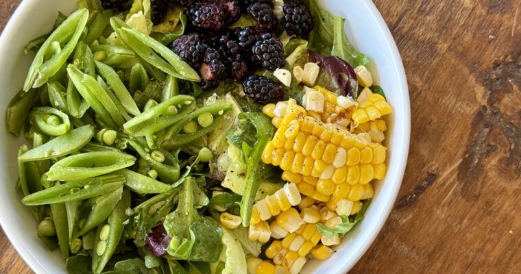Fresh Corn, Snap Pea, and Blackberry Salad
